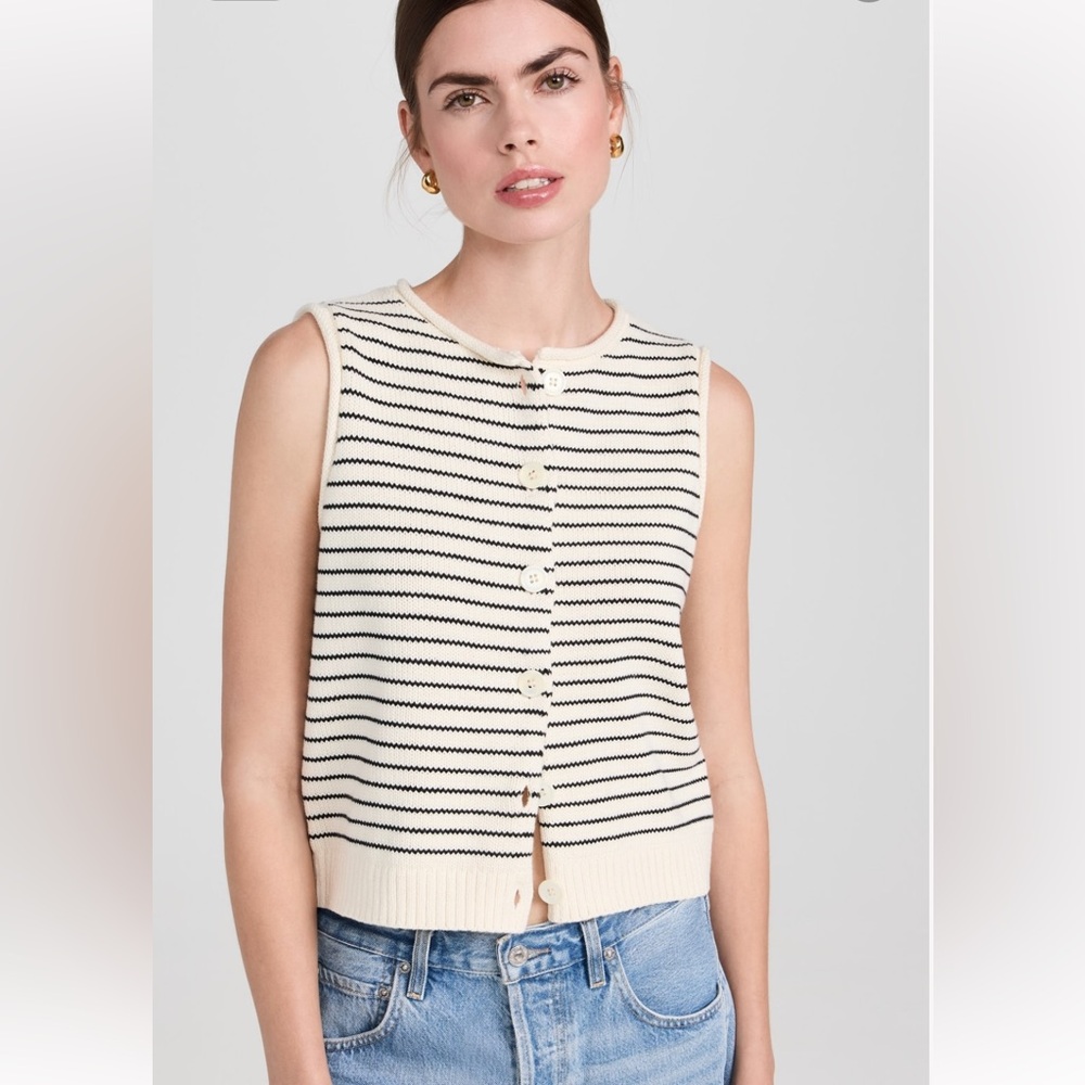 Alex mill Bridget Cotton Striped vest XS NWT